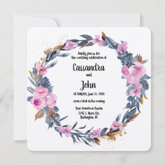 Convite Coroa Floral Bonita Casamento