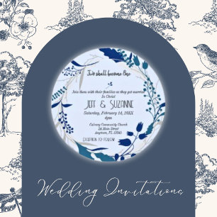Convite Coroa Floral Cristã Dois Se Tornam Um Casamento