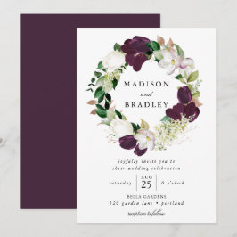 Convite Coroa Floral de Ameixa Escura | Casamento