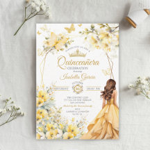 Coroa Floral de Borboletas Amarelas Douradas Quinc