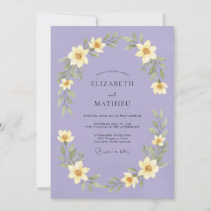 Convite Coroa Floral de Lavanda para Casamento