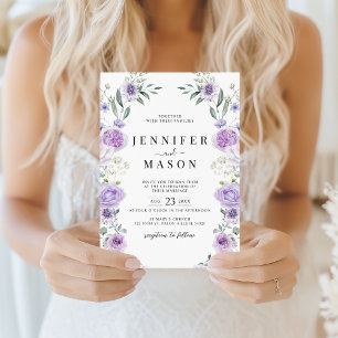 Convite Coroa Floral de Lavanda Roxa Casamento Boho