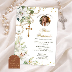 Convite Coroa Floral de Lírio Branco Funeral Católico