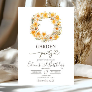 Convite Coroa Floral de Narcisos para Festa de Aniversário
