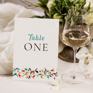 Convite Coroa Floral Elegante Moderna Número da Mesa de Ca