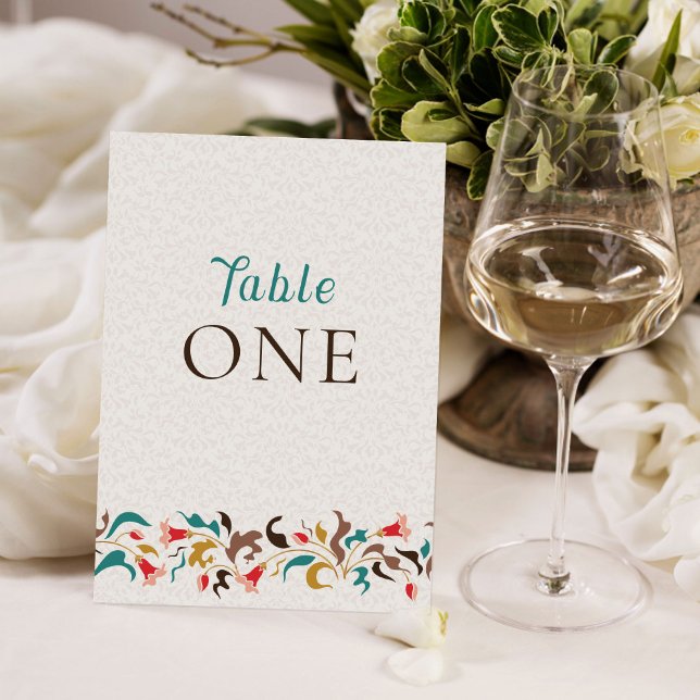 Convite Coroa Floral Elegante Moderna Número da Mesa de Ca (Criador carregado)