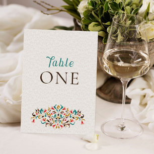 Convite Coroa Floral Elegante Moderna Número da Mesa de Ca