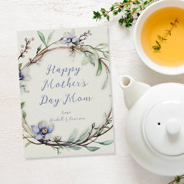 Convite Coroa Floral Mensagem Dia das Mães