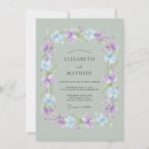 Convite Coroa Floral Pastel Lavanda Casamento