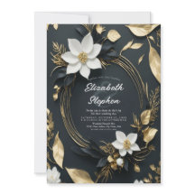 Coroa Floral Preta Branca e Dourada Elegante para 