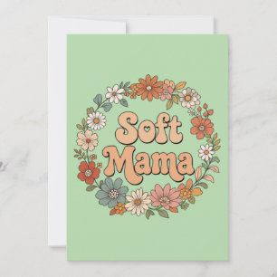 Convite Coroa Floral Retro "Mama Macia" Tipografia Groovy