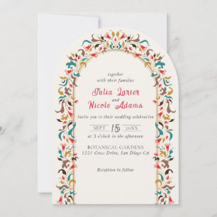 Convite Coroa Floral Romântica Elegante Moderna Casamento