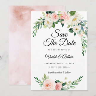 Convite Coroa Floral Rosa Bege Casamento Salve A Data