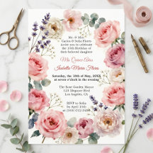 Coroa Floral Rosa em Aquarela Quinceañera