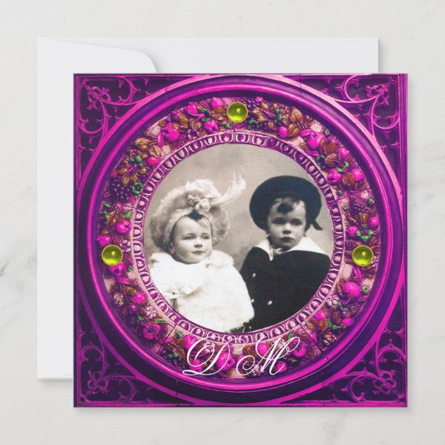 CONVITE COROA FLORAL ROSA RENASCIMENTO FLORENTINO MONOGRAM (Frente)