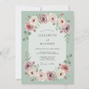 Convite Coroa Floral Rosa Sage Casamento