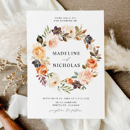 Convite Coroa Floral Rústica de Aquarela para Casamento de