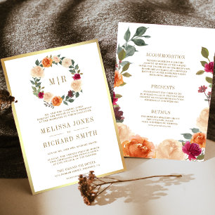 Convite Coroa Floral Terrosa Tudo em Um Casamento