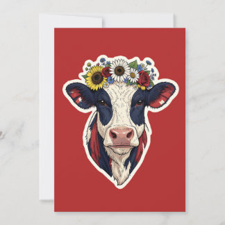 Convite Coroa Floral Vaca Patriótica 4 de Julho