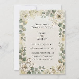 Convite Coroa Floral Verde Salvia Casamento