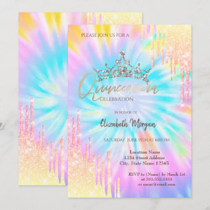 Convite Coroa Glitter Chic Gota de Tinta Quinceañera