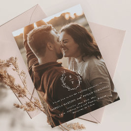 Convite Coroa Monograma Romântica Foto Casamento