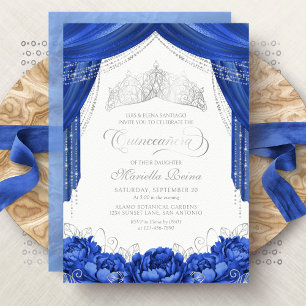Convite Coroa Tiara Azul Real Quinceanera