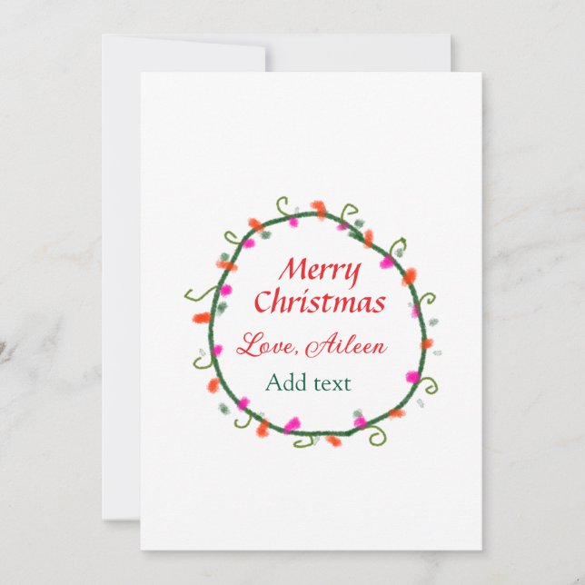 Convite coroa verde-branca-branca, coroa-branca, Feliz Nat (Frente)