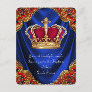 Convite Coroação do Príncipe Menino Batismo Azul Royal Cet