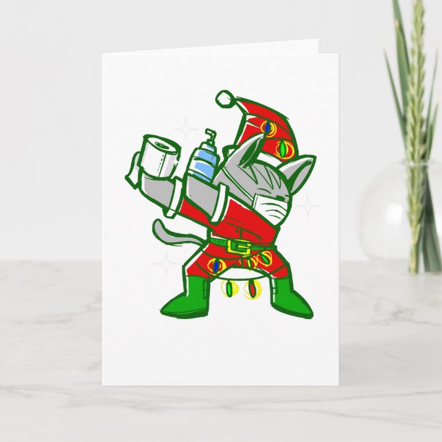 Convite coronavírus papai noel gato natal (Frente)