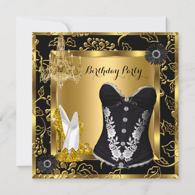 Convite Corpo de rendas mais alto chandelier Dourado (Frente)