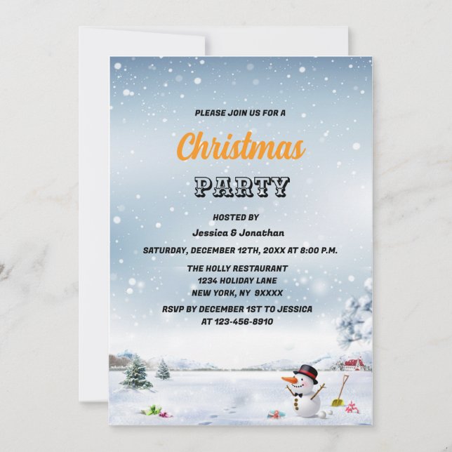 Convite Corporação de Natal da Terra das Maravilhas do inv (Frente)