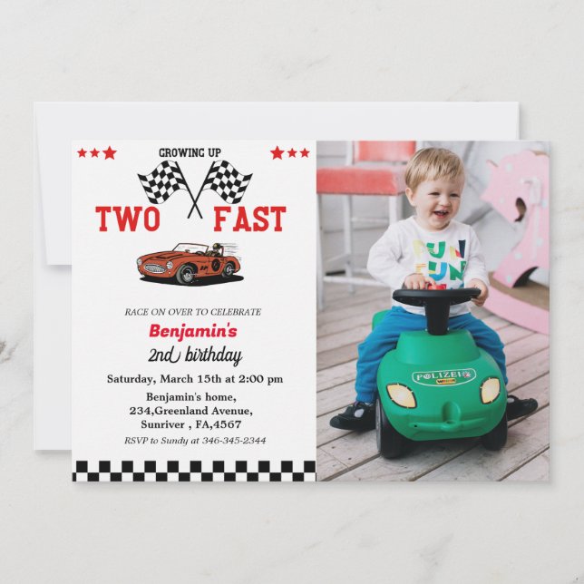 Convite Correndo em duas festas de segundo aniversário de  (Frente)