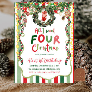Convite Corrente de Festa Excêntrica Natal 4º Aniversário
