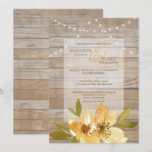 Convite Corrente de Madeira Luzes Amarelo Casamento Floral