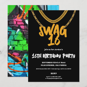 Convite Corrente de Ouro Festa de Aniversário Swag 16