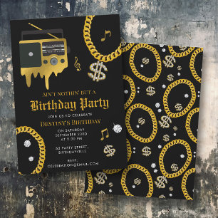 Convite Corrente de Ouro Hip Hop Rádio 80's 90's Aniversár