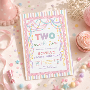 Convite Correntes de papel pastel retrô Aniversário de 2 a