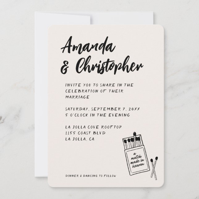 Convite Correspondência Feita no Foro Retro Casamento Negr (Frente)