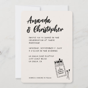 Convite Correspondência Feita no Foro Retro Casamento Negr