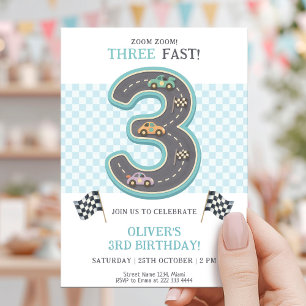 Convite Corrida de Aniversário Pastel Three Fast