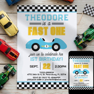 Convite Corrida de Carro Rápido Aniversário de 1 ano