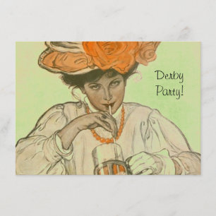 Convite Corrida de cavalos dos chapéus dos rosas dos