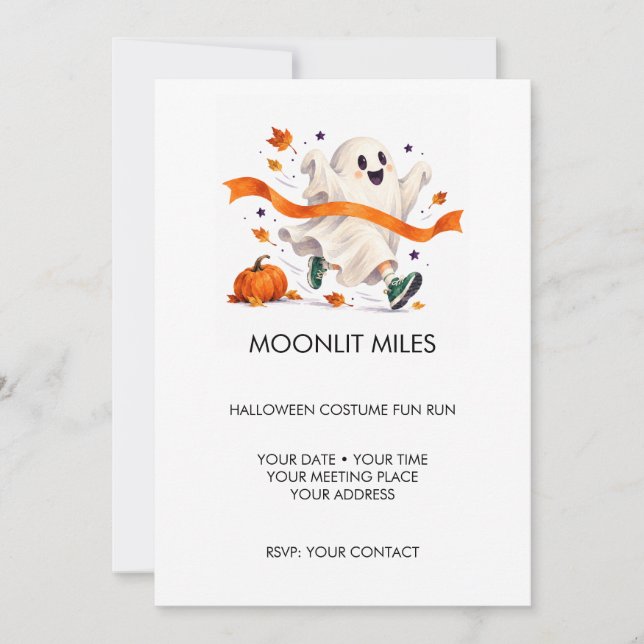 Convite Corrida Divertida de Halloween com Moonlit Miles (Frente)