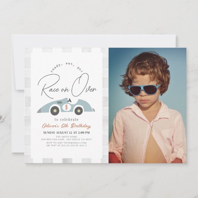 Convite Corrida sobre a Foto de Aniversário do Homem de Ca (Frente)