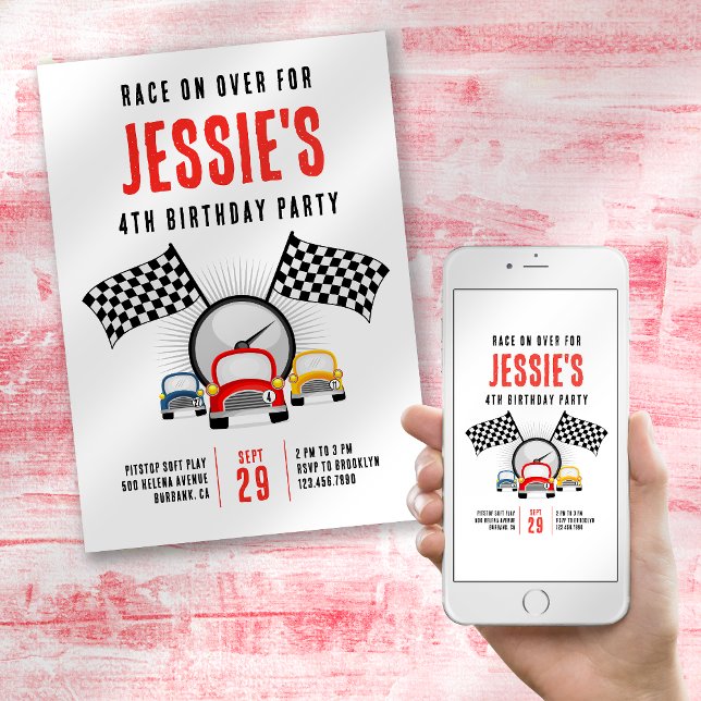 Convite Corrida sobre Festa de aniversário de carro (Criador carregado)