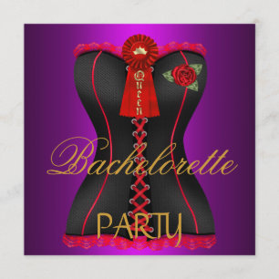 Convite Corset vermelho preto magenta Dourado