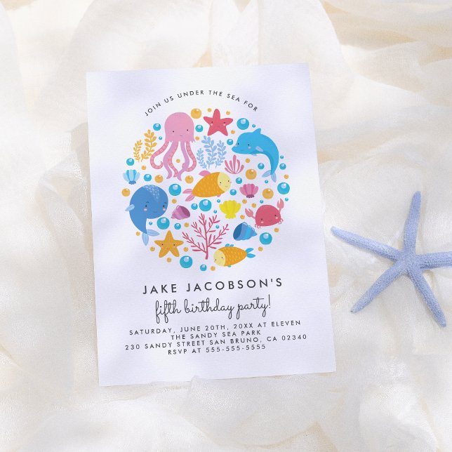 Convite Corte Sob O Mar Cria Festa de aniversário (Criador carregado)