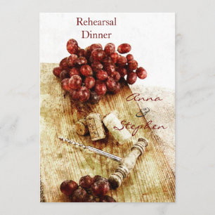 Convite Cortiça da garrafa de vinho, uvas, corkscrew