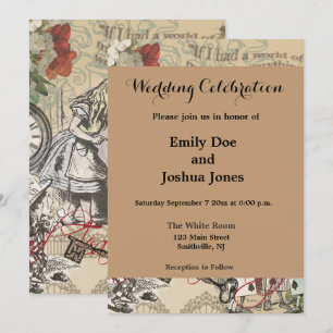 Convite Cortina Clássica de Arte das Aventuras de Alice no